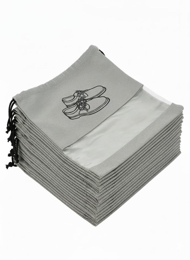 ACUDY Travel Shoe Cover Bags | Non-Woven Drawstring Shoe Bags with Transparent Window | Dustproof Storage Bags for Shoes, Slippers & Heels | Lightweight, Reusable & Breathable - Pack of 10 - Image 1